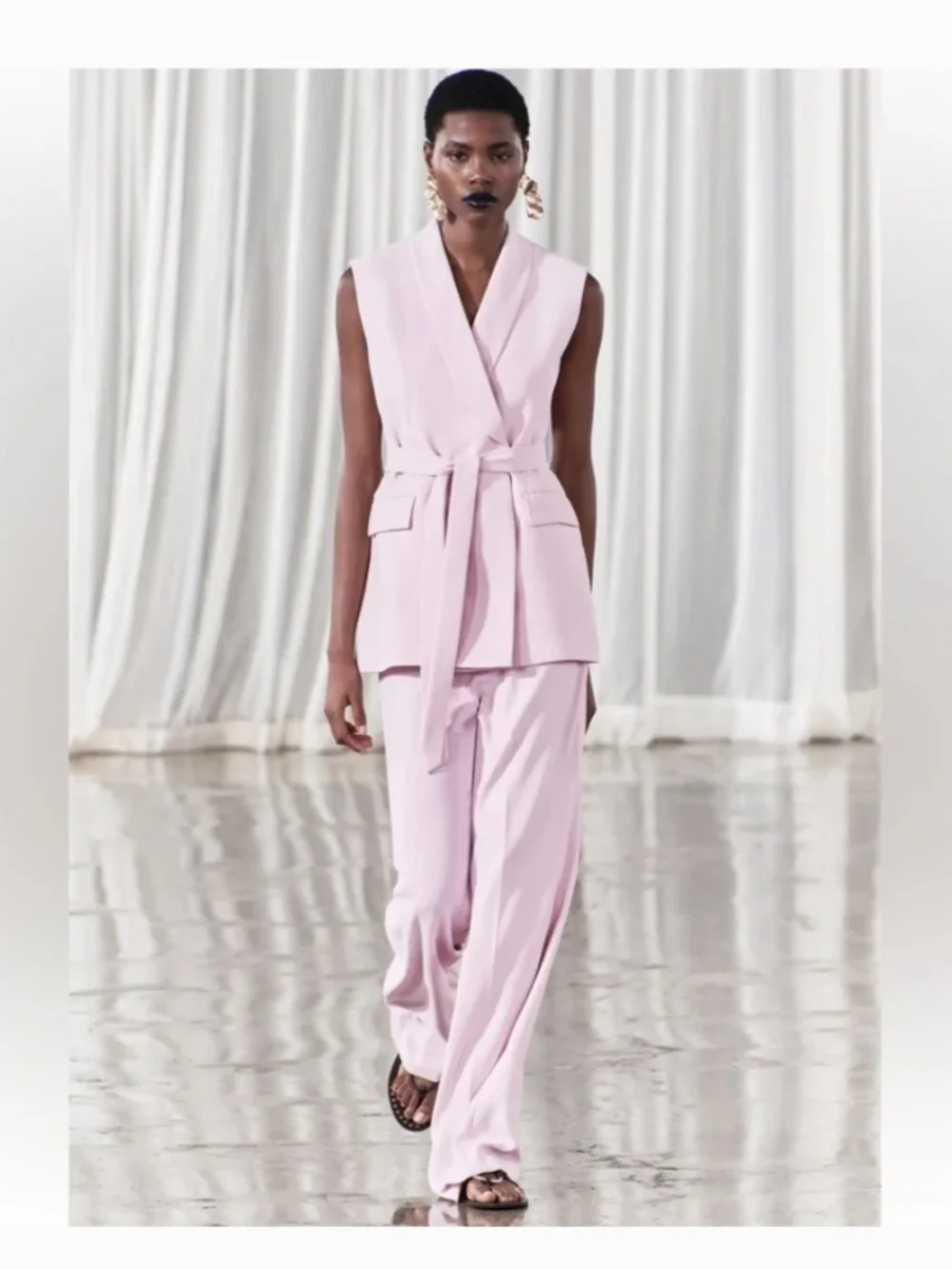 NWT ZARA, Pink Vest Pant Suit Set, Size M